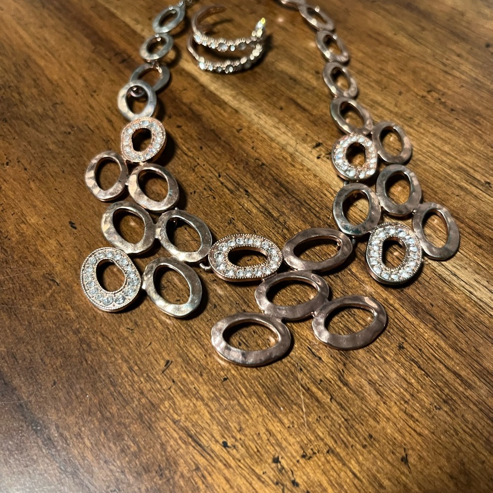 Elegant Rose Gold and Silver Necklace Set